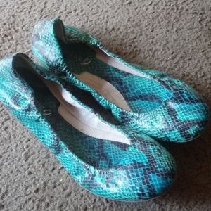 Green and black flats